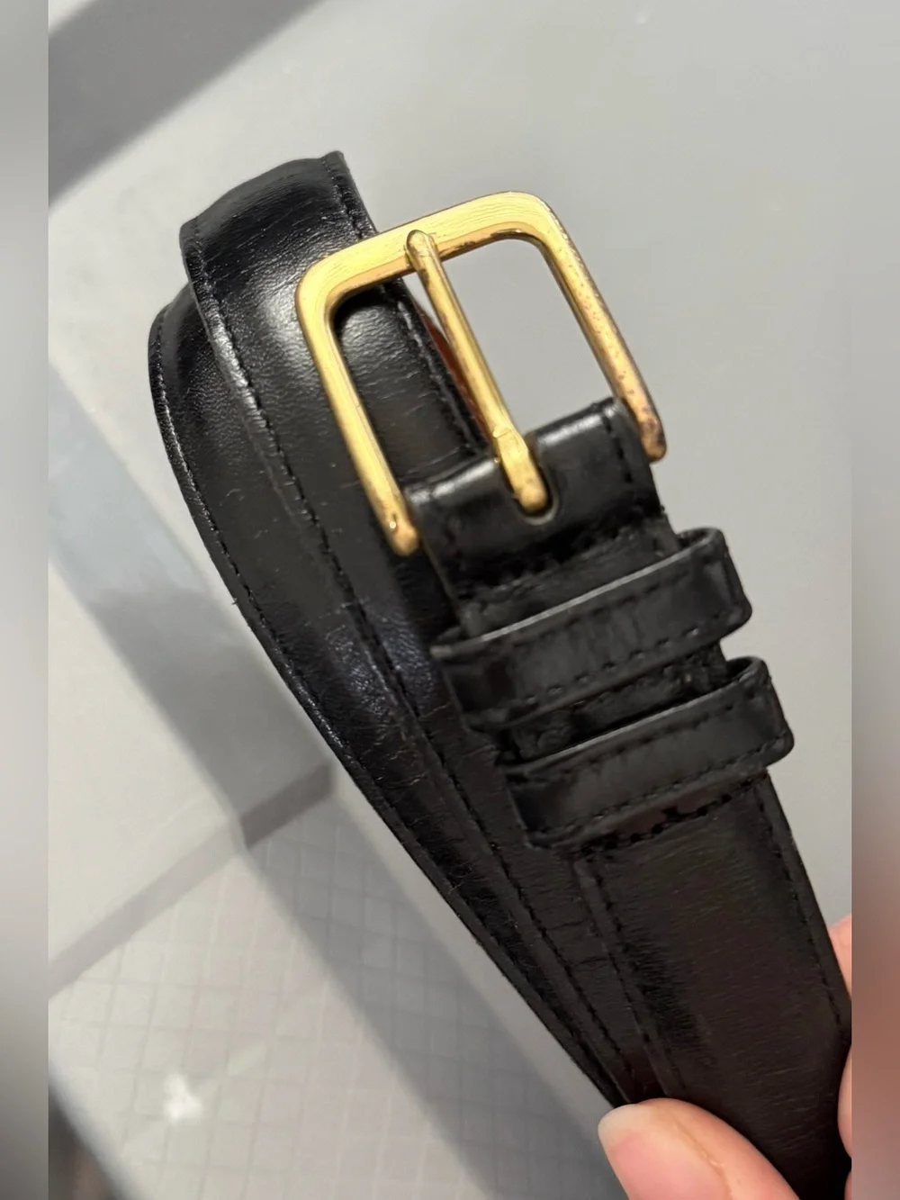 Coach Black Leather 5700 95cm Sz 38 Brass Buckle Vintage Belt